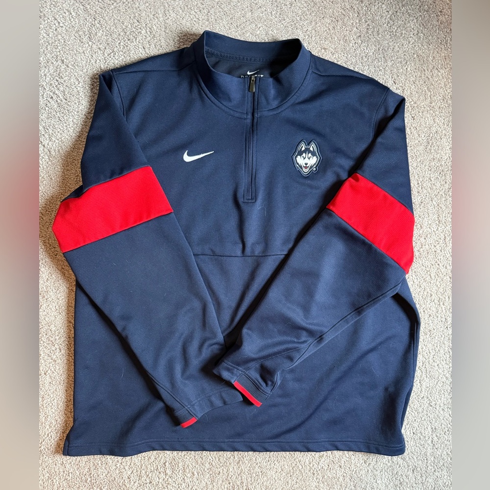 Nike Navy and Red UConn Huskies Quarter-Zip Pullover